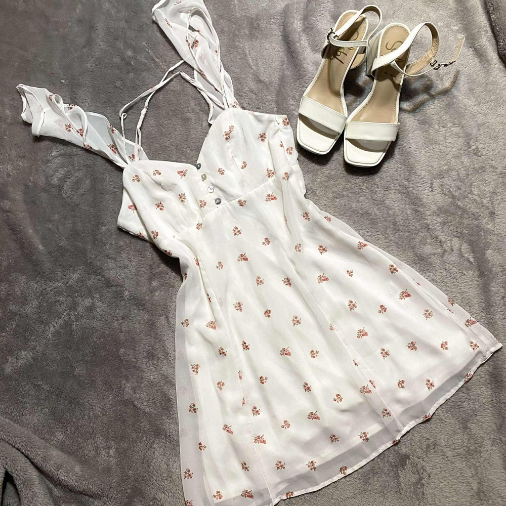 Forever 21 Cream and Red Woven Mini Dress